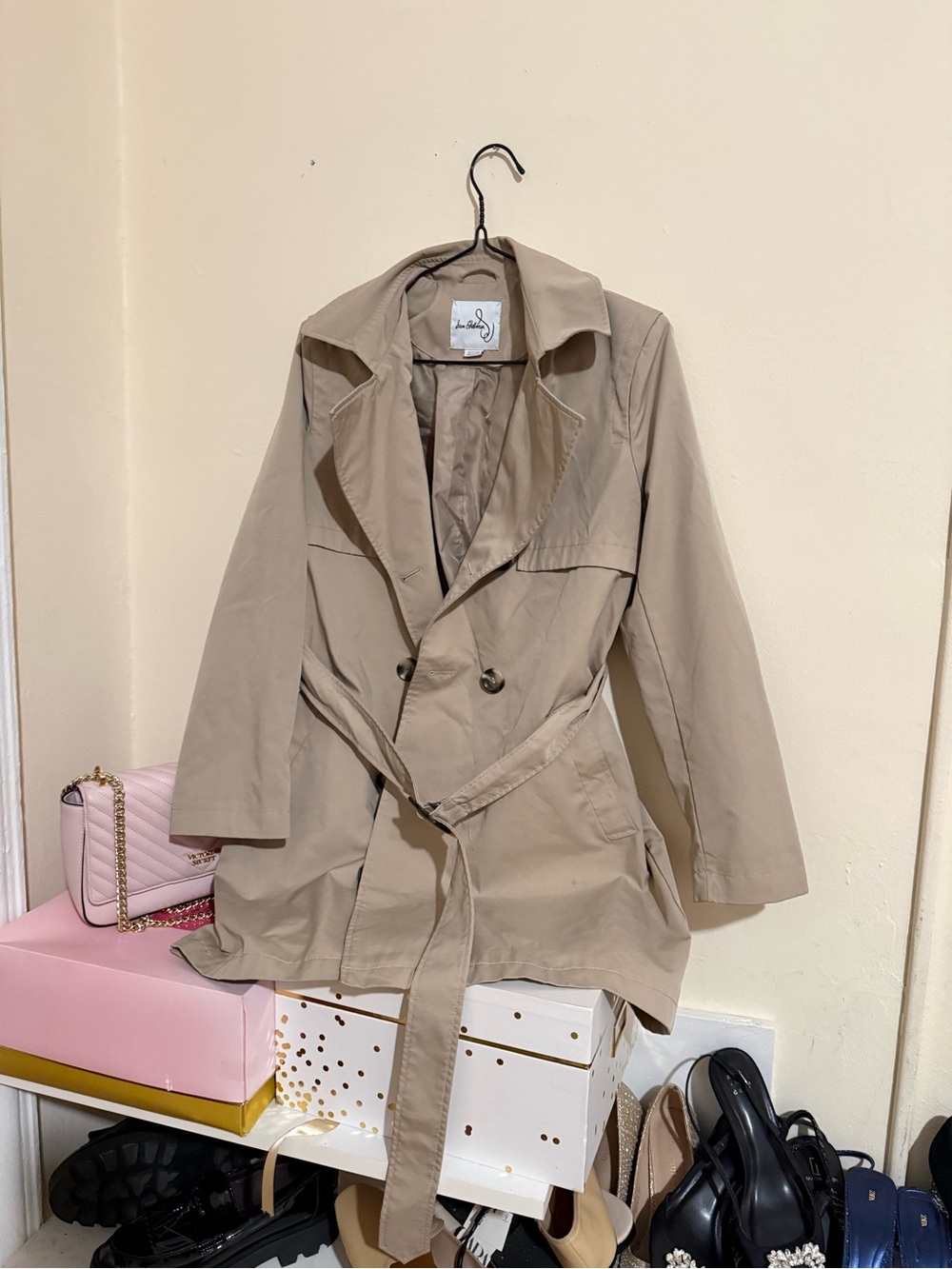 Sam Edelman Khaki Trench Coat with Self-Tie Belt